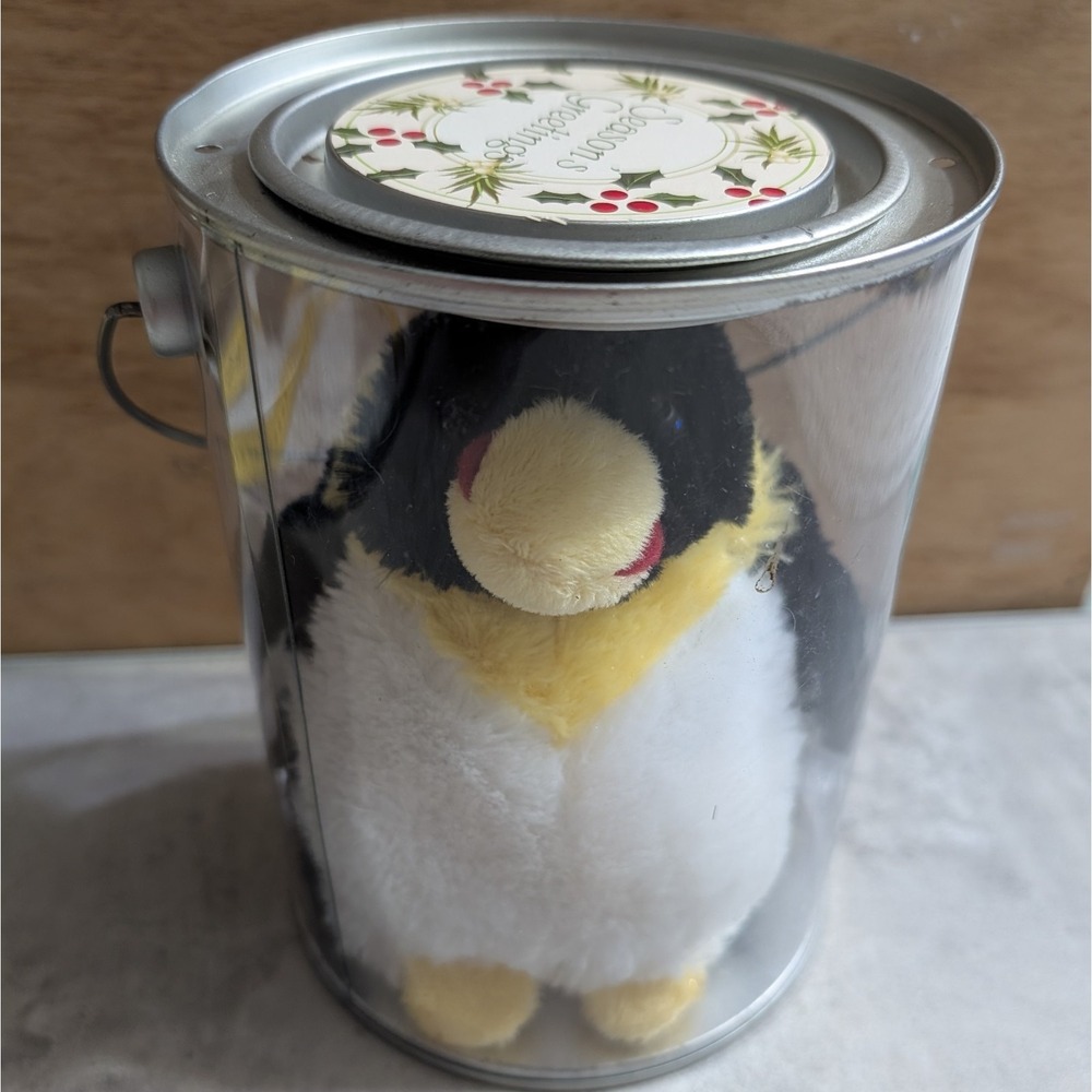 Dan Dee Collector Penguin Plush Very Soft In Canister Christmas Holiday Gift